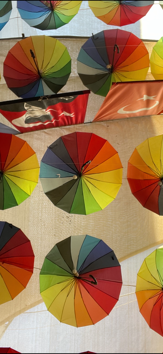 Umbrella Market Wallpaper – A Burst of Color from Turkey